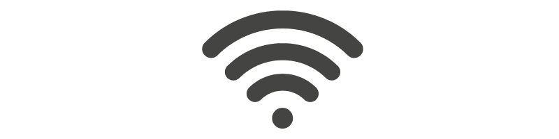 Wi-Fi signal icon with radiating curved lines.