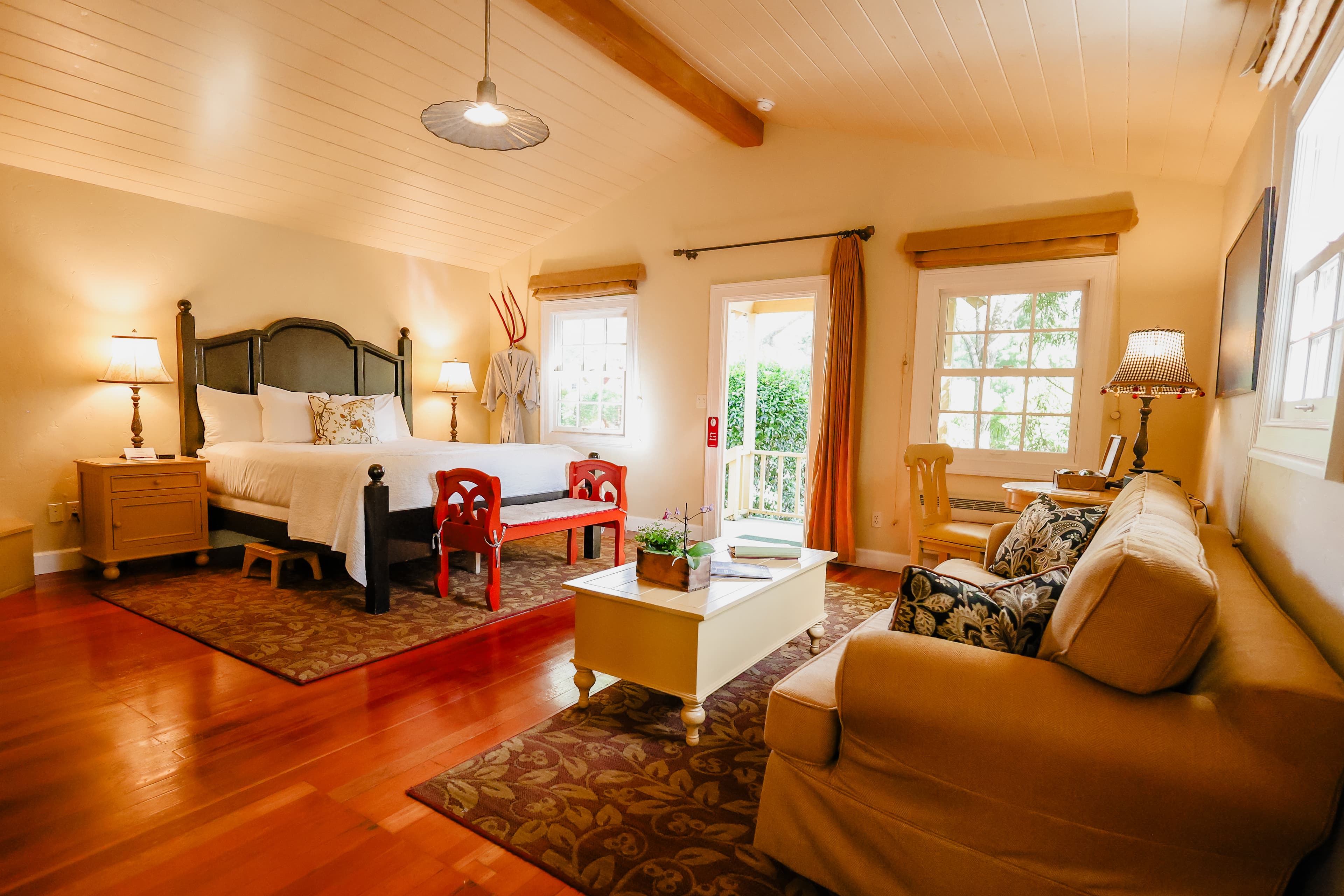 Seating area and King bed