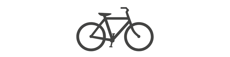 Illustration of a simple black bicycle silhouette.