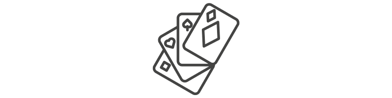 Three playing cards with different suits illustrated.