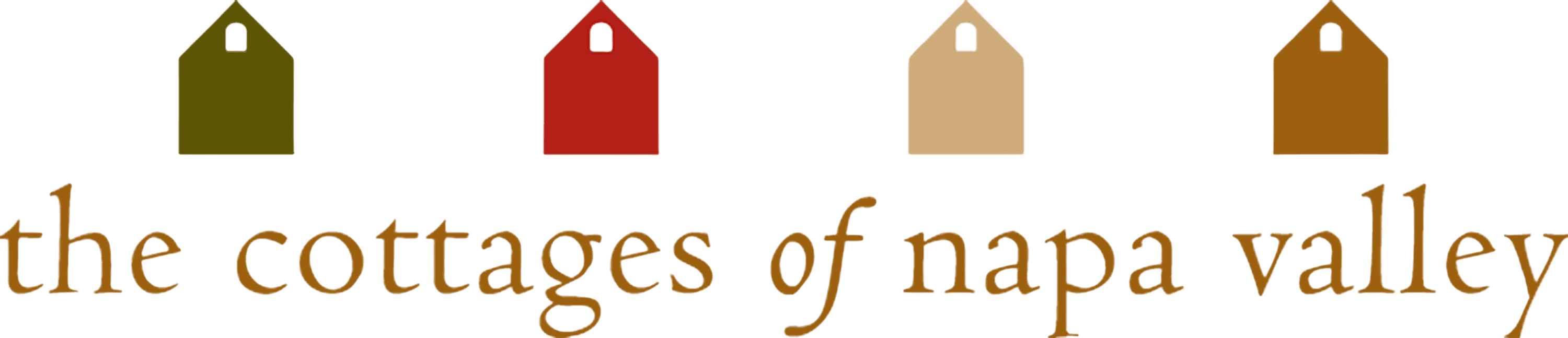 Logo for "The Cottages of Napa Valley" featuring colorful house icons.