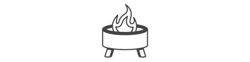 Outline of a fire pit with flames.