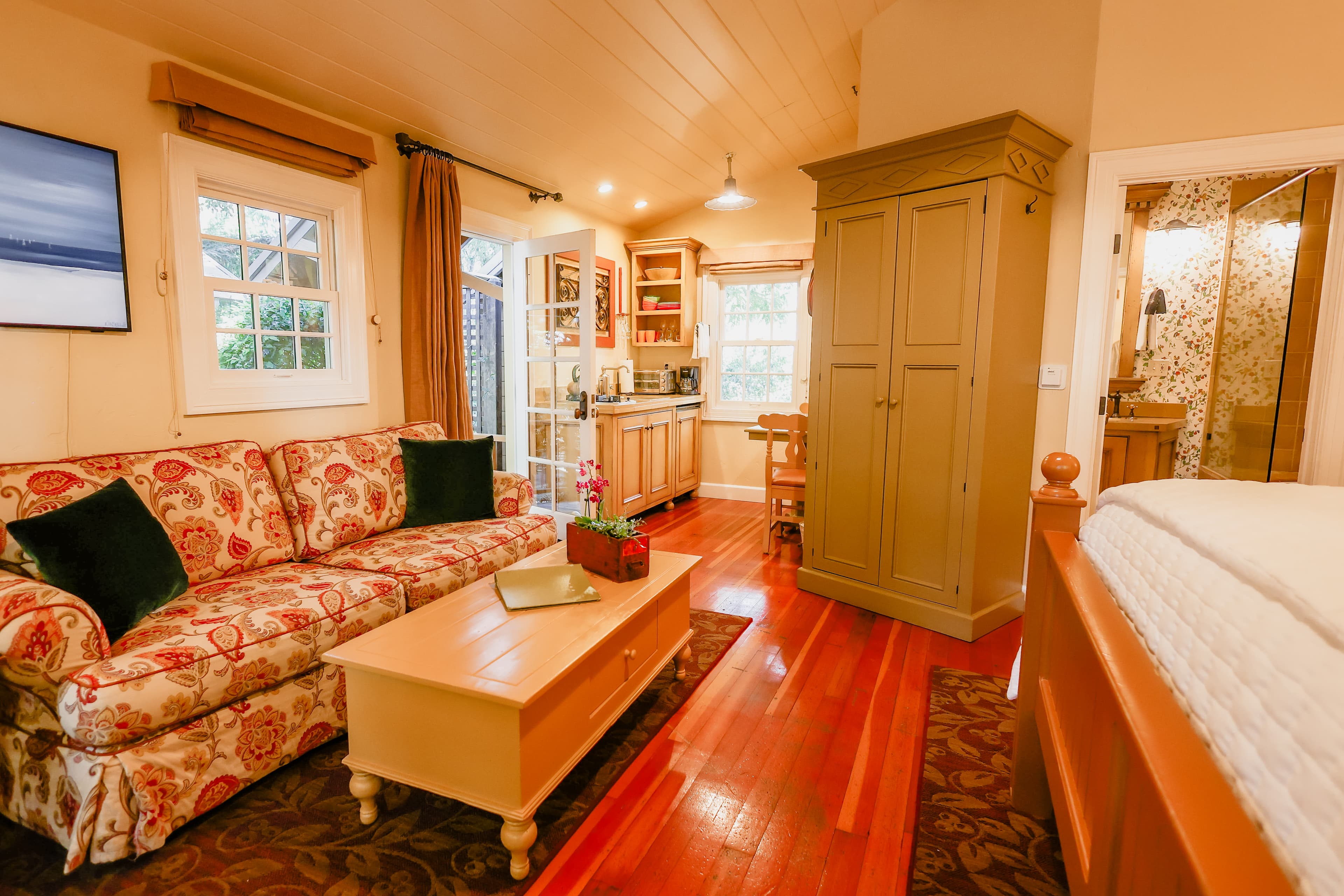 Seating area and King bed